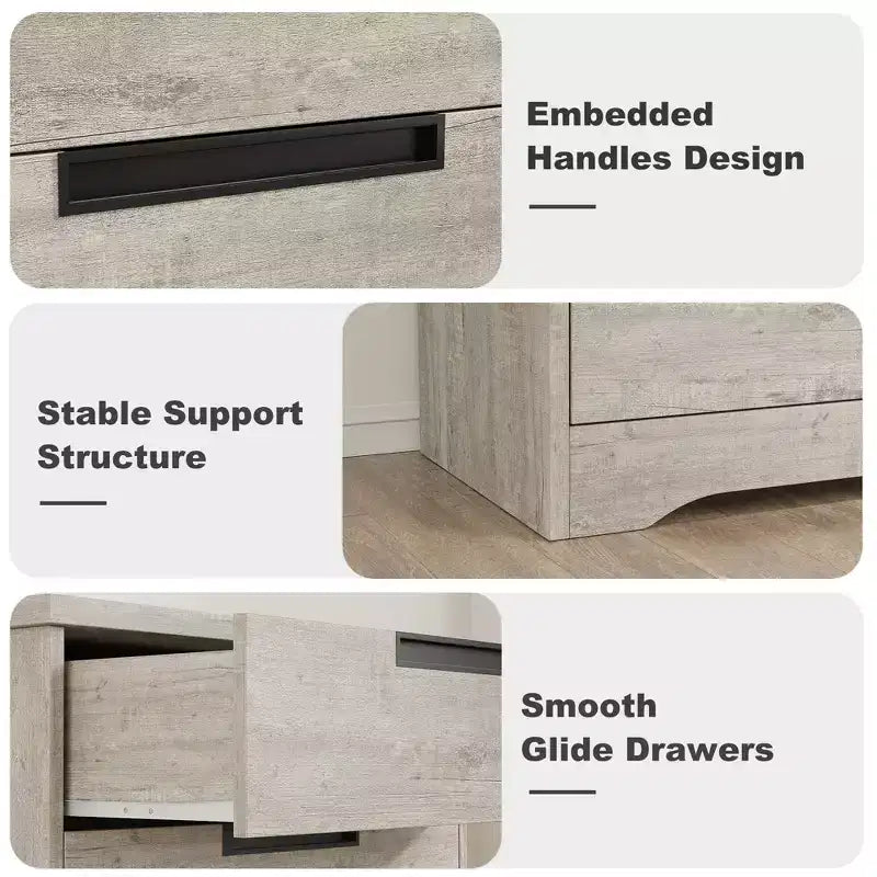 5 Drawer Dresser for Bedroom, Dresser Chest of Drawers with Embedded Handles Design, Wooden Dresser Organizer for Living Room, Nursery, Hallway