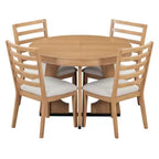 5-Piece Retro Rustic Dining Ensemble, Unique Geometric Table with 16-inch Extension Leaf and 4 Cushioned Chairs