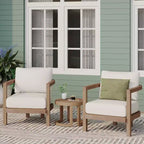 Christopher Knight Home Pelon Ensemble de conversation 3 pièces d'extérieur en bois d'acacia avec coussins, beige et délavé marron