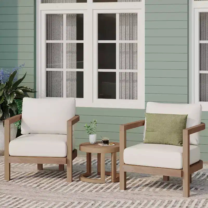 Christopher Knight Home Pelon Ensemble de conversation 3 pièces d'extérieur en bois d'acacia avec coussins, beige et délavé marron