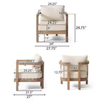 Christopher Knight Home Pelon Ensemble de conversation 3 pièces d'extérieur en bois d'acacia avec coussins, beige et délavé marron