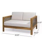 Christopher Knight Home Allegra Outdoor Acacia Wood and Wicker 4 Seater Chat Set with Cushions