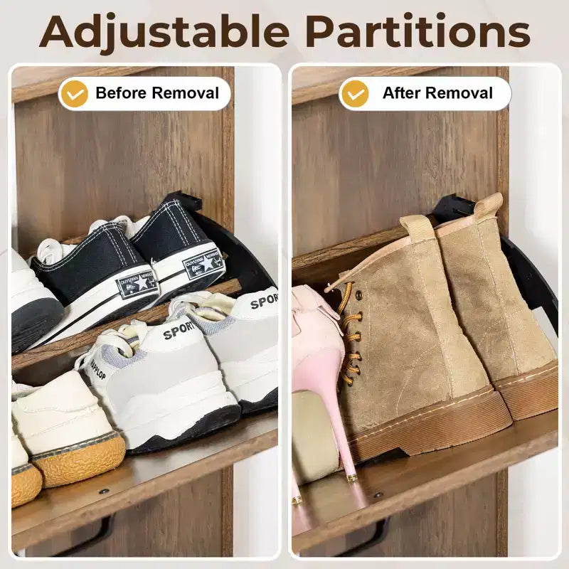 Meuble à chaussures de ferme GARPROVM avec 2 portes basculantes et étagères amovibles, pour entrée