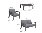 Heynemo Ensemble de mobilier de jardin en aluminium 4 places avec coussins, canapés modulables modernes pour terrasse et jardin