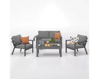 Heynemo Ensemble de mobilier de jardin en aluminium 4 places avec coussins, canapés modulables modernes pour terrasse et jardin