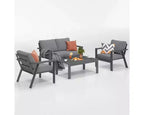 Heynemo Ensemble de mobilier de jardin en aluminium 4 places avec coussins, canapés modulables modernes pour terrasse et jardin