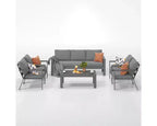 Heynemo 7-Seat Outdoor Patio Aluminum Furniture Sofa Sets, Modern Outside Sectional Conversation Metal Couch Chairs Sets With Cushions