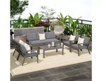 Heynemo 7-Seat Outdoor Patio Aluminum Furniture Sofa Sets, Modern Outside Sectional Conversation Metal Couch Chairs Sets With Cushions