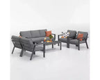 Heynemo 7-Seat Outdoor Patio Aluminum Furniture Sofa Sets, Modern Outside Sectional Conversation Metal Couch Chairs Sets With Cushions