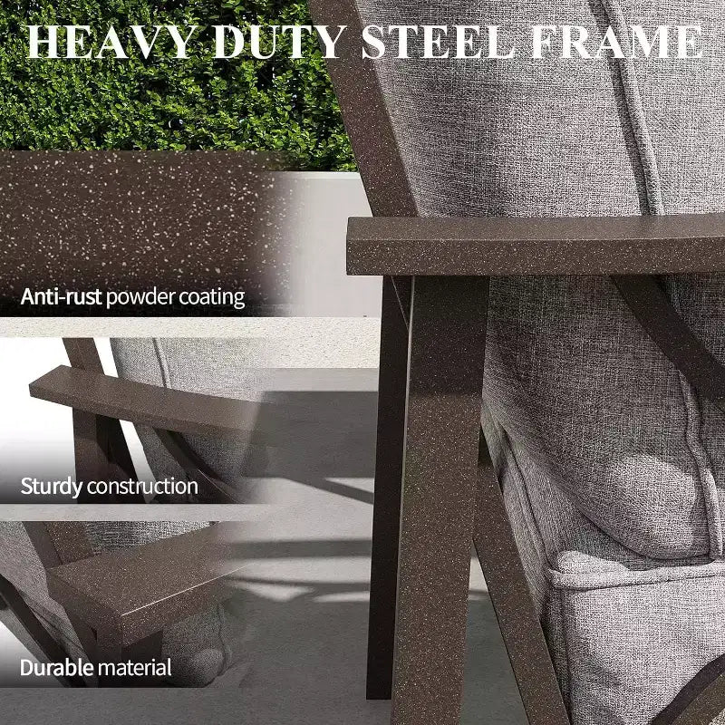 HeynemoOutdoor Patio Furniture Set, 5 Piece Patio Conversation Set with Fire Table and Ottomans, Metal Furniture Set for Porch Backyard Garden