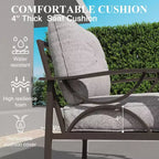 HeynemoOutdoor Patio Furniture Set, 5 Piece Patio Conversation Set with Fire Table and Ottomans, Metal Furniture Set for Porch Backyard Garden