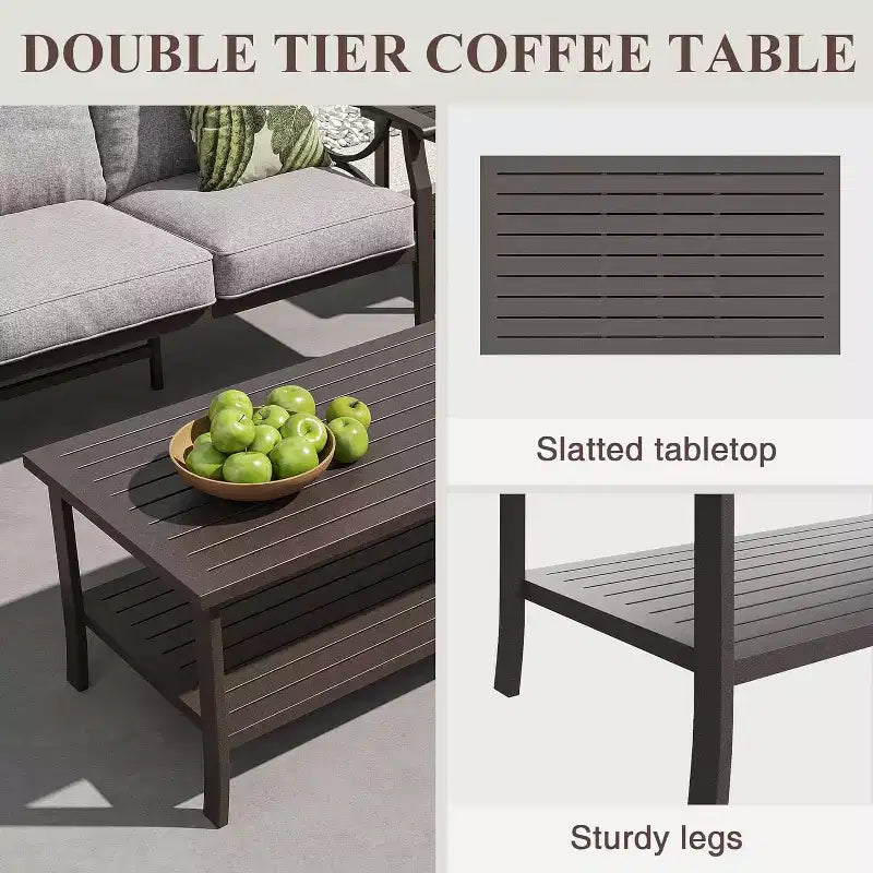 HeynemoOutdoor Patio Furniture Set, 5 Piece Patio Conversation Set with Fire Table and Ottomans, Metal Furniture Set for Porch Backyard Garden