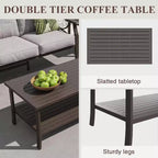 HeynemoOutdoor Patio Furniture Set, 5 Piece Patio Conversation Set with Fire Table and Ottomans, Metal Furniture Set for Porch Backyard Garden