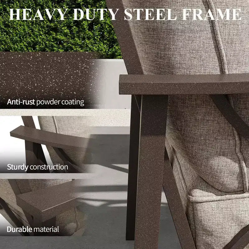 HeynemoOutdoor Patio Furniture Set, 5 Piece Patio Conversation Set with Fire Table and Ottomans, Metal Furniture Set for Porch Backyard Garden