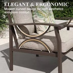 HeynemoOutdoor Patio Furniture Set, 5 Piece Patio Conversation Set with Fire Table and Ottomans, Metal Furniture Set for Porch Backyard Garden