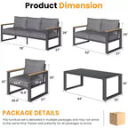 Heynemo Aluminum Patio Furniture Set, 8 Piece Outdoor Conversation Set with Coffee Table, Metal Patio Furniture Set for Porch Backyard Garden