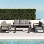Heynemo Aluminum Patio Furniture Set, 8 Piece Outdoor Conversation Set with Coffee Table, Metal Patio Furniture Set for Porch Backyard Garden