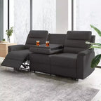 Mjkone 3-Seater Recliner Sofa,Adjustable Living Room Sofa with Flip Middle Backrest, Home Theater Seating Couch