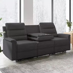 Mjkone 3-Seater Recliner Sofa,Adjustable Living Room Sofa with Flip Middle Backrest, Home Theater Seating Couch