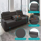 Mjkone 3-Seater Recliner Sofa,Adjustable Living Room Sofa with Flip Middle Backrest, Home Theater Seating Couch