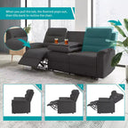 Mjkone 3-Seater Recliner Sofa,Adjustable Living Room Sofa with Flip Middle Backrest, Home Theater Seating Couch