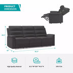 Mjkone 3-Seater Recliner Sofa,Adjustable Living Room Sofa with Flip Middle Backrest, Home Theater Seating Couch