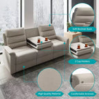 Mjkone 3-Seater Recliner Sofa,Adjustable Living Room Sofa with Flip Middle Backrest, Home Theater Seating Couch