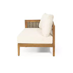 GDFStudio Hiland Outdoor Acacia Wood and Round Wicker 5 Seater Sectional Sofa Set with Cushions, Teak/Beige