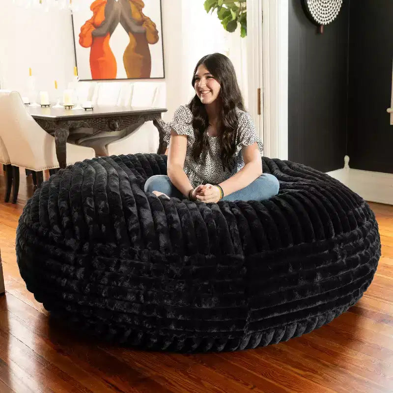 Jaxx 6 Foot Cocoon - Large Bean Bag Chair for Adults, Premium Luxe Faux Fur