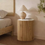 LuxenHome 18.9 Round Side Table, Accent End Table with Faux Marble Top, Small Side Table for Living Room, Bedroom, Couch Brown