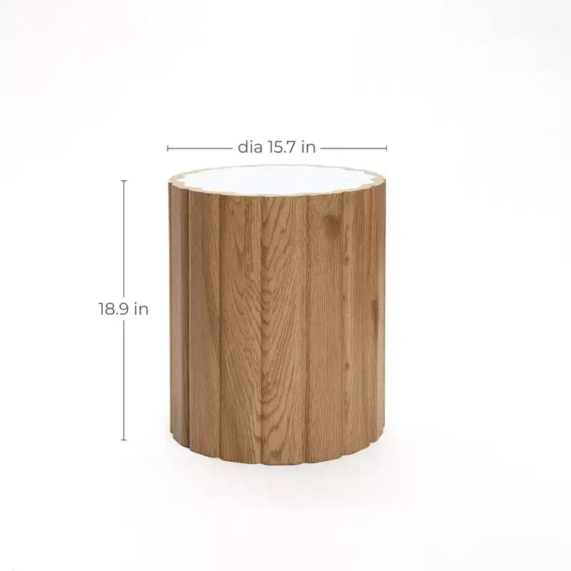 LuxenHome 18.9 Round Side Table, Accent End Table with Faux Marble Top, Small Side Table for Living Room, Bedroom, Couch Brown