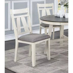 Simple Relax Set of 2 Fabric Dining Chairs with Slatted Backrest in Grey and White