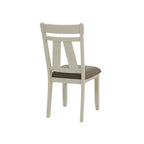 Simple Relax Set of 2 Fabric Dining Chairs with Slatted Backrest in Grey and White