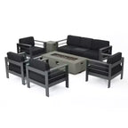 Christopher Knight Home Cape Coral Salon de jardin 7 places en aluminium avec foyer