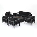 Christopher Knight Home Cape Coral Salon de jardin 7 places en aluminium avec foyer