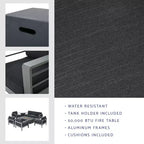 Christopher Knight Home Cape Coral Salon de jardin 7 places en aluminium avec foyer