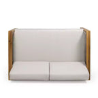 Ensemble de meubles de patio d'extérieur, ensemble de conversation en bois d'acacia avec chaises d'appoint en osier, causeuse et table basse - Merax