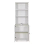 Lit escamotable double avec bibliothèque latérale, lit mural escamotable, se pliant dans une armoire, blanc rustique - ModernLuxe