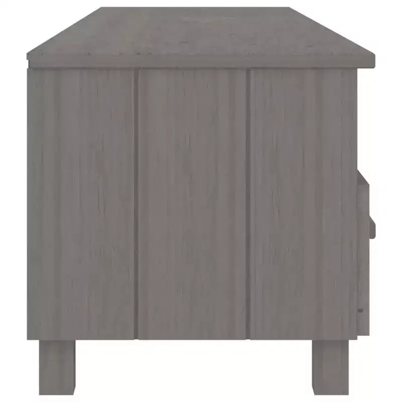 vidaXL Light Gray Pine TV Stand/Console Sideboard - 62.2 x 15.7 x 15.7 in | Solid Wood, MDF | 3 Drawers, 3 Compartments