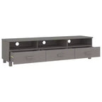 vidaXL Light Gray Pine TV Stand/Console Sideboard - 62.2 x 15.7 x 15.7 in | Solid Wood, MDF | 3 Drawers, 3 Compartments