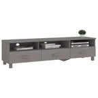 vidaXL Light Gray Pine TV Stand/Console Sideboard - 62.2 x 15.7 x 15.7 in | Solid Wood, MDF | 3 Drawers, 3 Compartments