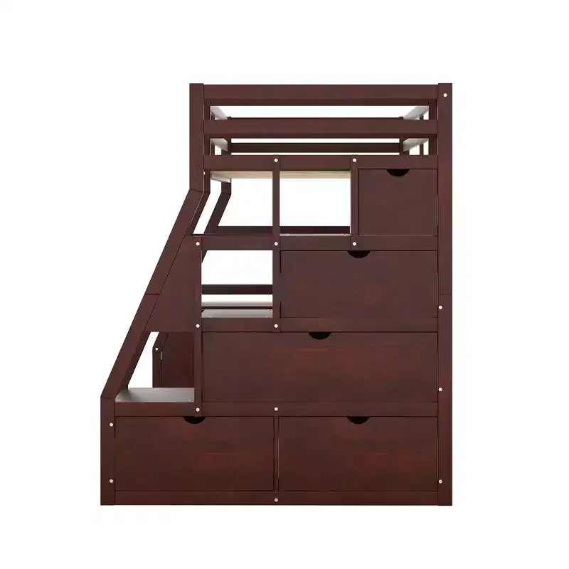 Whisen 94.7L x 56.8W Unique Design Twin Size Loft Bed with 7 Drawers, 2 Shelves and Desk, Comfortable Sleeping Area