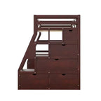 Whisen 94.7L x 56.8W Unique Design Twin Size Loft Bed with 7 Drawers, 2 Shelves and Desk, Comfortable Sleeping Area