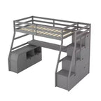 Whisen 94.7L x 56.8W Unique Design Twin Size Loft Bed with 7 Drawers, 2 Shelves and Desk, Comfortable Sleeping Area