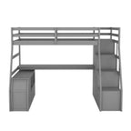 Whisen 94.7L x 56.8W Unique Design Twin Size Loft Bed with 7 Drawers, 2 Shelves and Desk, Comfortable Sleeping Area