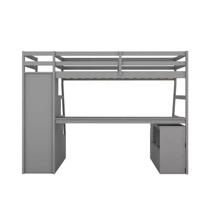 Whisen 94.7L x 56.8W Unique Design Twin Size Loft Bed with 7 Drawers, 2 Shelves and Desk, Comfortable Sleeping Area