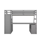 Whisen 94.7L x 56.8W Unique Design Twin Size Loft Bed with 7 Drawers, 2 Shelves and Desk, Comfortable Sleeping Area
