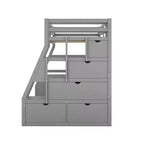 Whisen 94.7L x 56.8W Unique Design Twin Size Loft Bed with 7 Drawers, 2 Shelves and Desk, Comfortable Sleeping Area