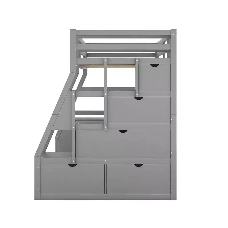 Whisen 94.7L x 56.8W Unique Design Twin Size Loft Bed with 7 Drawers, 2 Shelves and Desk, Comfortable Sleeping Area