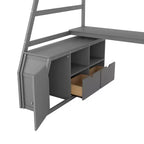 Whisen 94.7L x 56.8W Unique Design Twin Size Loft Bed with 7 Drawers, 2 Shelves and Desk, Comfortable Sleeping Area